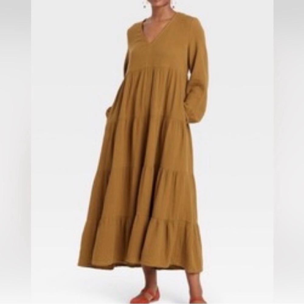 NWOT Women’s Universal Thread Gauze Long Dress Brown Size S